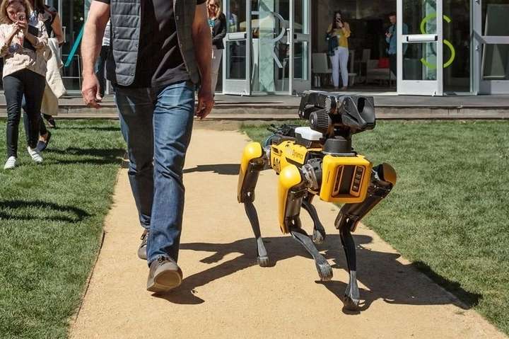 Четырехногий робот SpotMini - Глава Amazon прогулялся с собакой-роботом