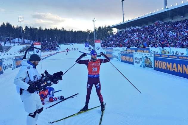 Максим Цвєтков. Фото: <span>twitter.com/IBU_WC</span> - Останню чоловічу біатлонну гонку в сезоні виграв росіянин Цвєтков