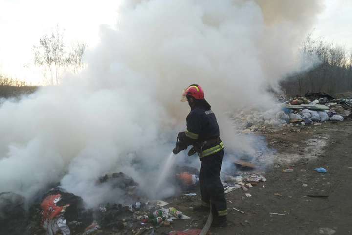 На сміттєзвалищі під Києвом сталася пожежа