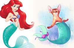 Если бы диснеевские принцессы были кошками. Забавные иллюстрации