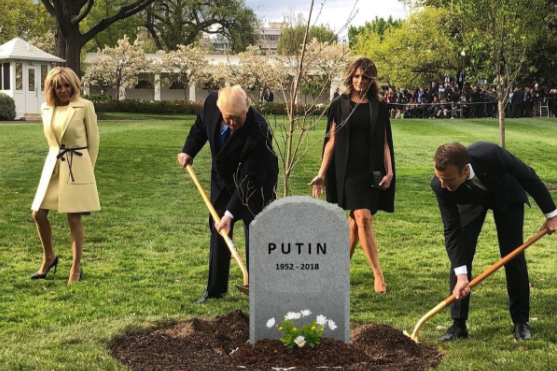 Трамп и Макрон «похоронили» Путина. Фотожаба