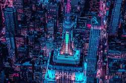 Зрелищные снимки неонового Нью-Йорка с высоты покорили сеть