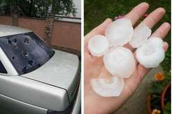 На Закарпатті гігантський град побив автомобілі та дахи будинків (фото)