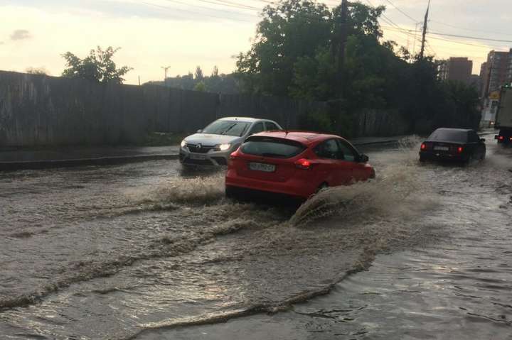 Сильна злива у Вінниці затопила дороги і повалила дерева