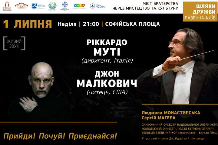 На Софійській площі 1 липня відбудеться грандіозний концерт за участі Джона Малковича