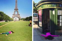 Американская художница фотографируется на фоне достопримечательностей и в музеях, притворяясь мертвой