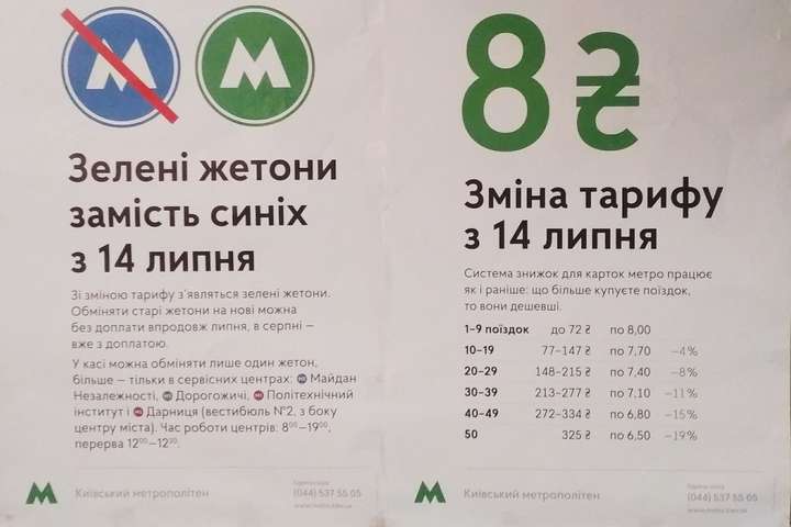 З 14 липня київське метро переходить на зелені жетони