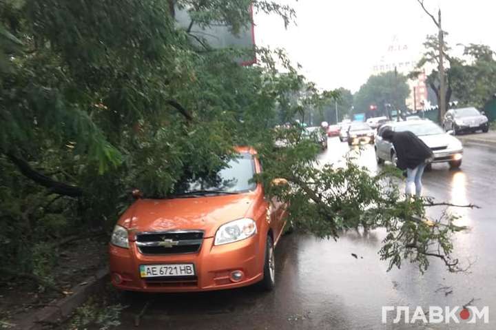 Ужасные последствия грозы в Киеве: поваленные деревья, разломанные гаражи и затопленные улицы (фото, видео)