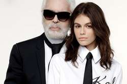 Кайя Гербер и Карл Лагерфельд 