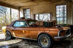 Заброшенный американский дом с классическим Мустангом в гараже. Постапокалиптические фото