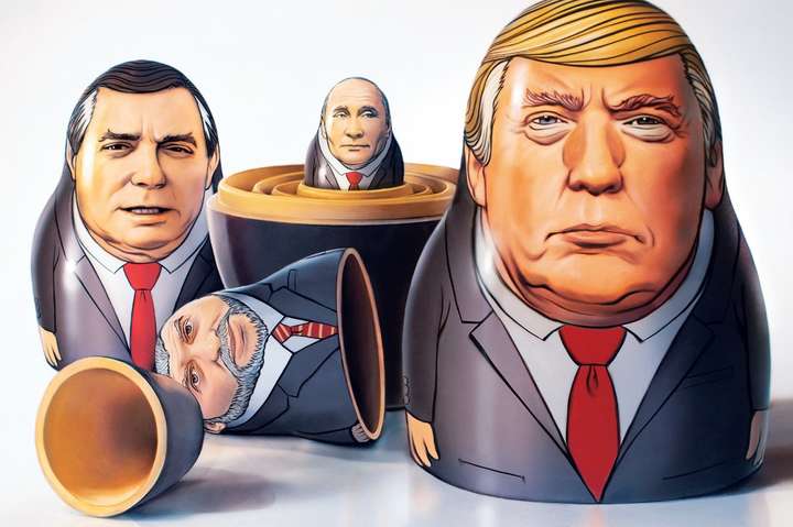 Журнал Time показал обложку с матрешками в виде Трампа, Путина и Дерипаски