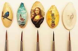 Миниатюрное искусство: Художник создал копии мировых шедевров на головках спичек, фисташках и бабочках