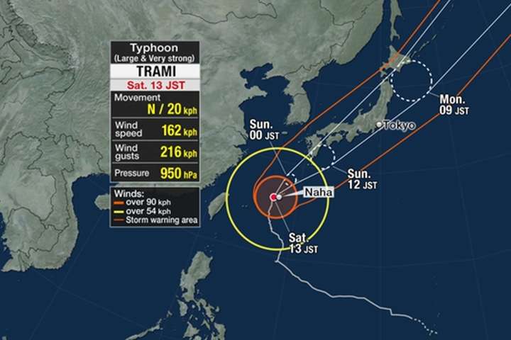 Потужний тайфун накрив Японію