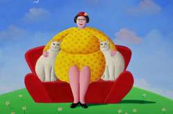 Забавные картины о жизни пышных дамочек и упитанных кошек покорили сеть