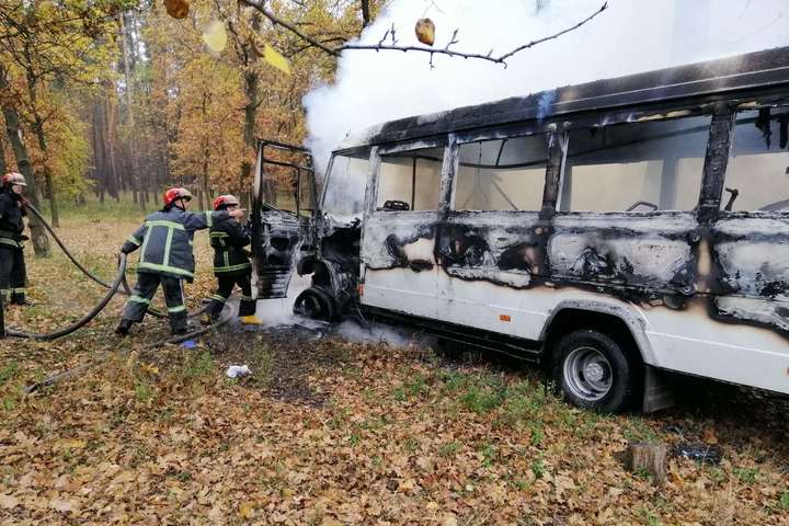 Під Києвом згорів пасажирський автобус: є постраждалий (фото)