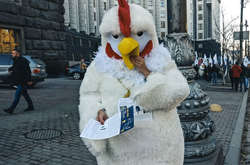 До Кабміну прийшли учасники в костюмах білих курей