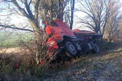  Водій вантажівки не впорався з кернуванням та з'їхав у кювет  