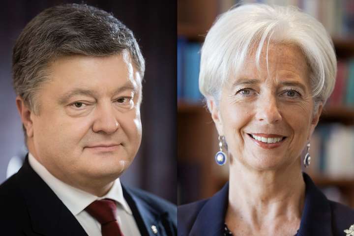 Лагард запевнила Порошенка, що воєнний стан не вплине на співпрацю України з МВФ