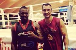 Ділліан Вайт і Володимир Кличко після одного зі спільних тренувань