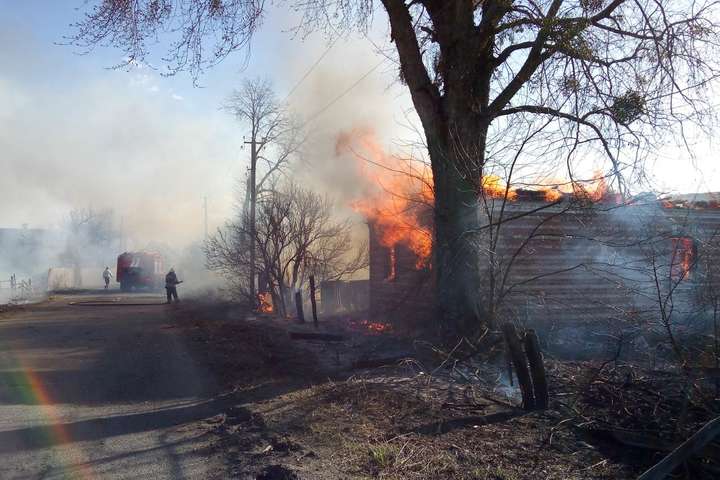 На Київщині випалювання сухої трави призвело до знищення будинків (фото)