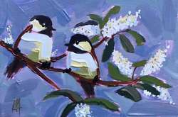 Красочные птицы, нарисованные толстыми мазками на картинах Анджелы Моултон 