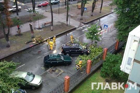 Зірвані дахи, повалені дерева, забори і біл-борди: гроза у Києві наробила лиха (відео)