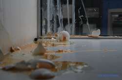 Нападники  закидали яйцями кандидата в депутати по 50-му округу Андрія Аксьонова, який прийшов на пресконференцію 