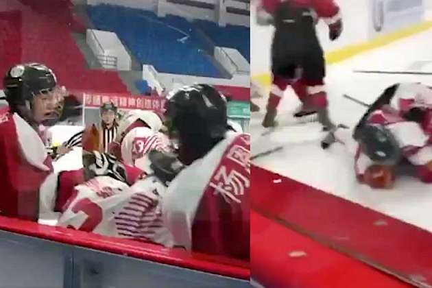 У Китаї молоді хокеїсти влаштували масову бійку (відео)