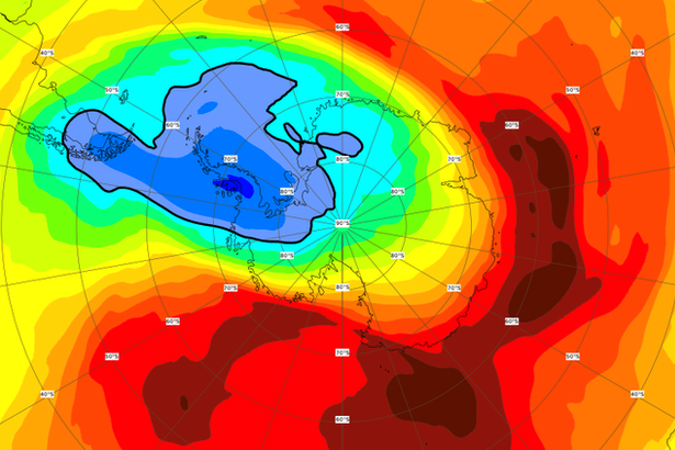 Озоновая дыра над Антарктидой уменьшилась до рекордного уровня