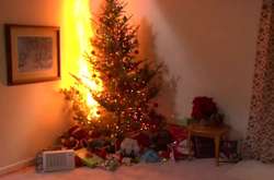 У кімнаті на ялинці у гірлянді сталося коротке замкнення електропроводів з послідуючим горінням