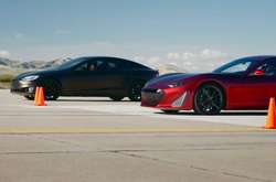 Tesla Model S P100D і Drako GTE однаково бадьоро, але потім новачок різко виривається вперед через надто вже велику різницю в потужності