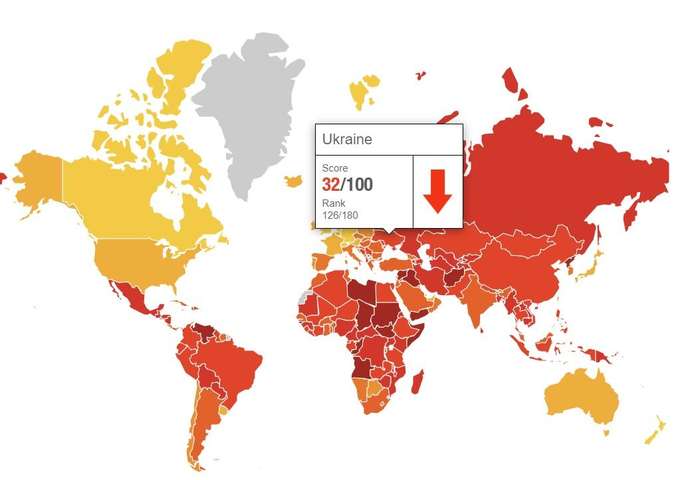 Transparency International: Україна за рік втратила шість позицій у рейтингу сприйняття корупції 