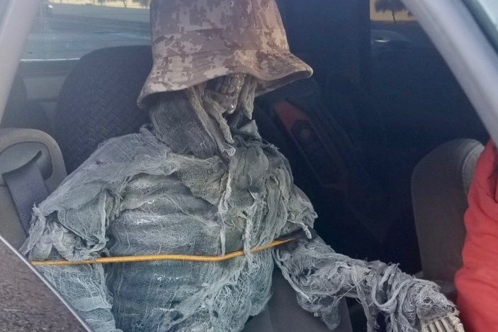 У США водій посадив поруч із собою скелет, щоб скористатися смугою для водіїв із пасажирами (фото)
