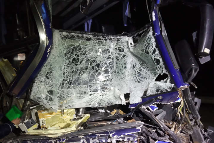 На Миколаївщині пасажирський автобус врізався у вантажівку, 17 постраждалих