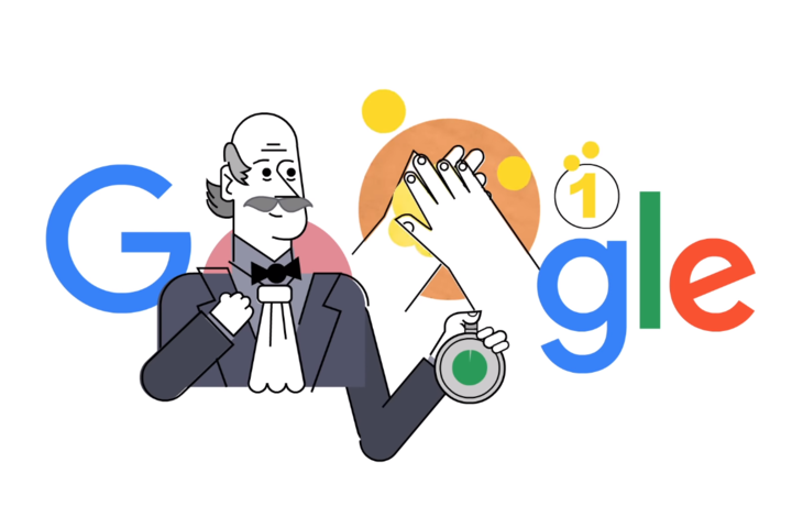 Google посвятил дудл врачу, который 170 лет назад доказывал важность мытья рук и пострадал от этого