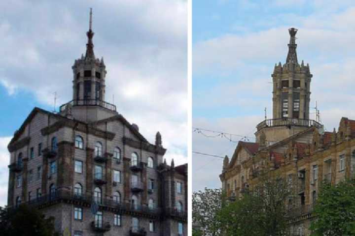 В центрі Києва з історичної будівлі упав шпиль (фото)