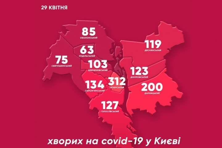 Коронавірусна мапа Києва: хворих побільшало майже в усіх районах міста