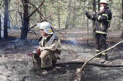 Рятувальники проливають водою осередки тління торфу