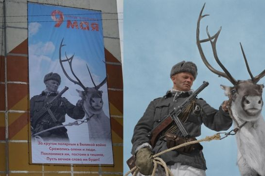 Побєдобєсіє не скасовується. Росіян привітали з 9 травня плакатом з фінським солдатом