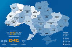 В Україні станом на сьогодні виявлено 25 411 випадків коронавірусної хвороби