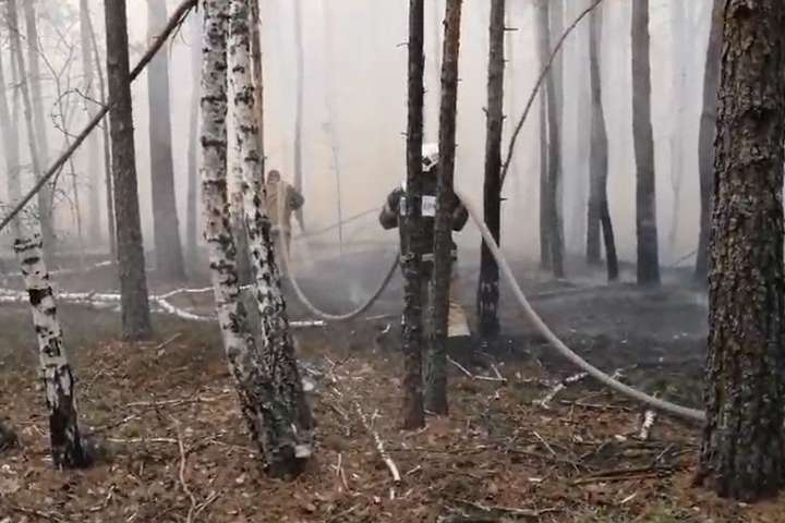 У Чорнобильській зоні третій день триває ліквідація лісової пожежі (фото)