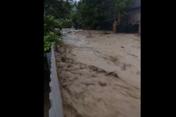 З'явилося відео, як паводкова хвиля накрило село в Карпатах 