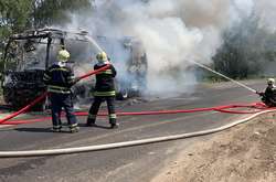 У Черкаській області вщент згорів пасажирський автобус