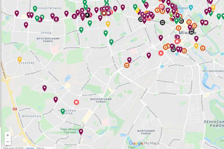У Google створили інтерактивну мапу протестів у Мінську