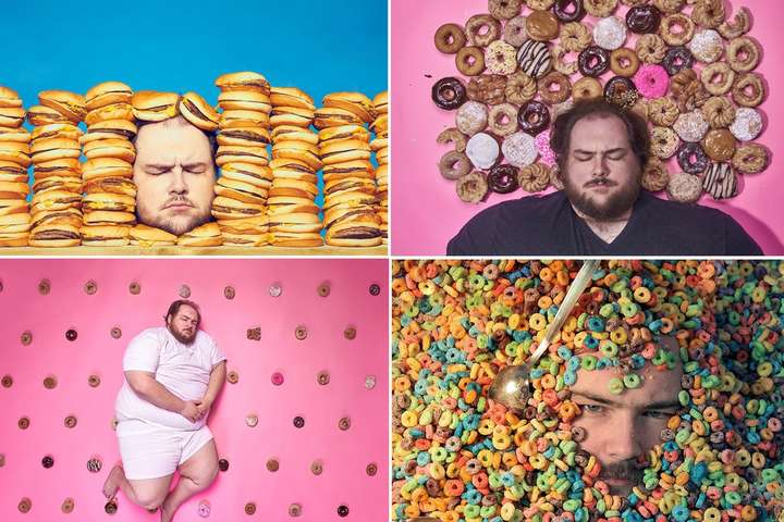 Фотограф похудел на 30 кг и сделал причудливые автопортреты с едой