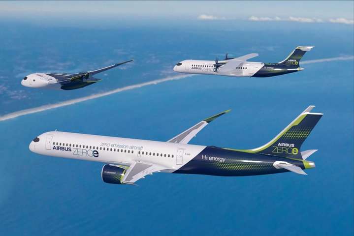 Airbus представила три концепти літака з водневим двигуном