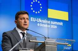 Володимир Зеленський під час виступу на саміті Україна-ЄС. 6 жовтня 2020 року