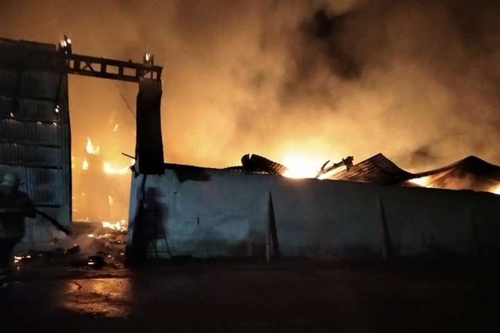 Масштабна пожежа на Прикарпатті: загорівся склад із зерном