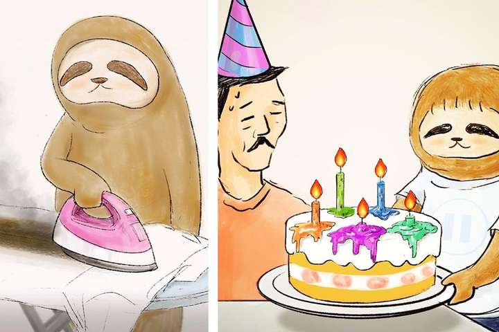 Абсурдные и очень смешные комиксы о сложной жизни ленивцев в нашем обществе