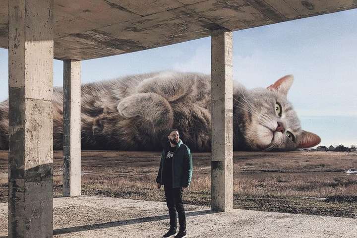 Художник представил мир с гигантскими кошками и покорил сеть (фото)